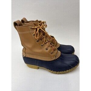 LL BEAN Women's Brown Leather Ankle 6-Inch Unlined Snow Rain Duck Boots Size 6 M